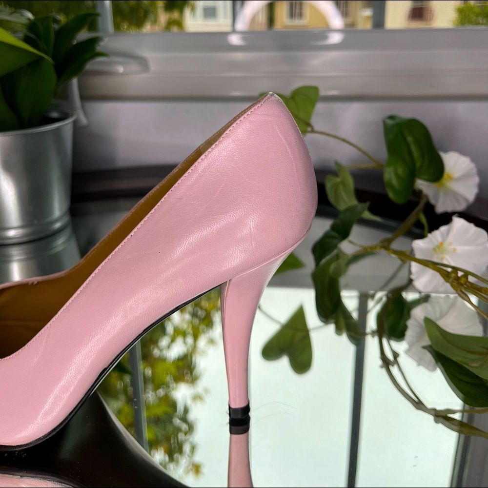 Stuart Weitzman Pink Soft Leather Pumps Heels With Bow Wooden Sole Size: - Picture 10 of 15